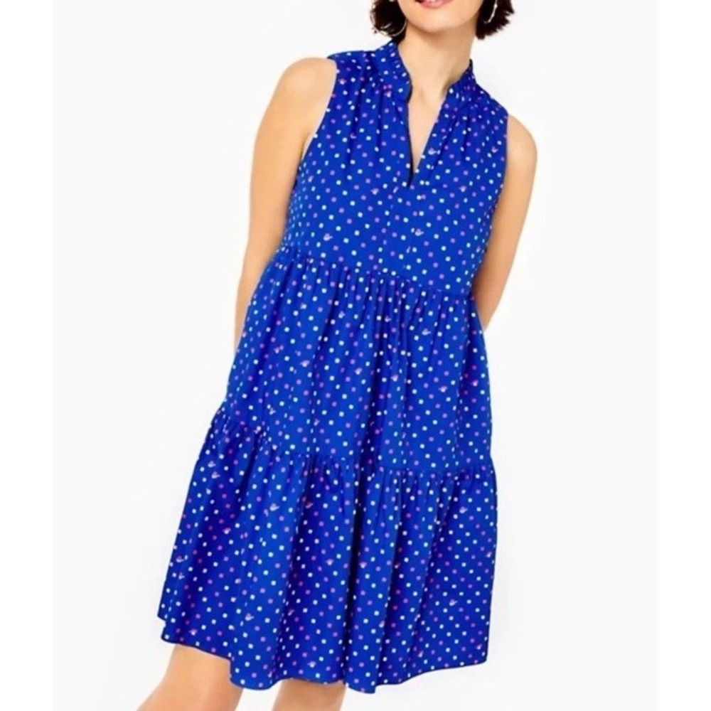Lilly Pulitzer Womens‎ Novella Cotton Poplin Swing Dress XS Borealis Blue